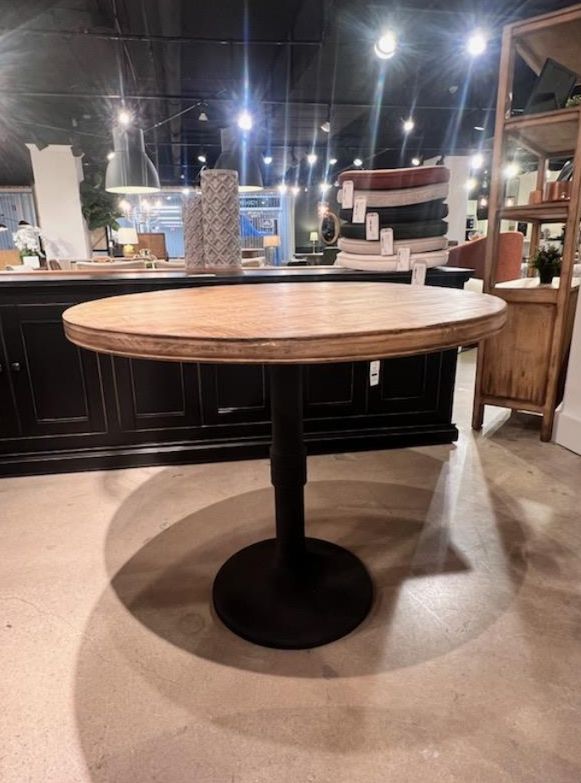 Nest Home Collections Sadie Antique Natural Round Counter Table with Iron Base-1