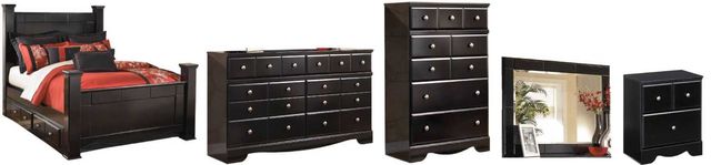 Signature Design by Ashley® Shay 5-Piece Almost Black King Storage Poster Bed Set-0