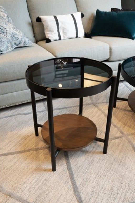 Riverside Furniture Felix Black Side Table with Brown Base-3