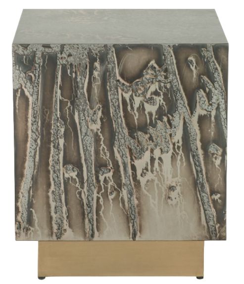 Home Trends & Design Mojave Desert Patina Side Table with Brass Base-1