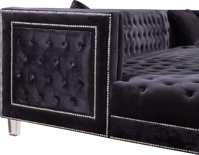 Meridian Furniture Moda 3-Piece Black Velvet U-Shape Double Chaise Sectional-3