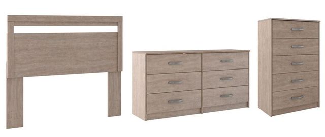 Signature Design by Ashley® Flannia 3-Piece Gray Queen Panel Headboard Bed Set-0