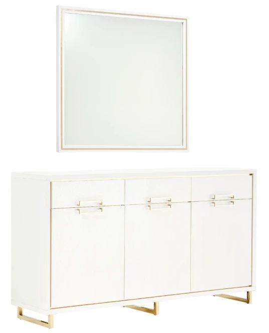 Michael Amini® Palm Gate Cloud White Sideboard and Mirror-0