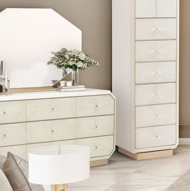 Michael Amini® La Rachelle Medium Champagne Dresser and Mirror-1