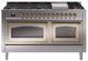 Ilve® Nostalgie II Noblesse 60'' Stainless Steel Pro Style Dual Fuel Range with Brass Trim-0
