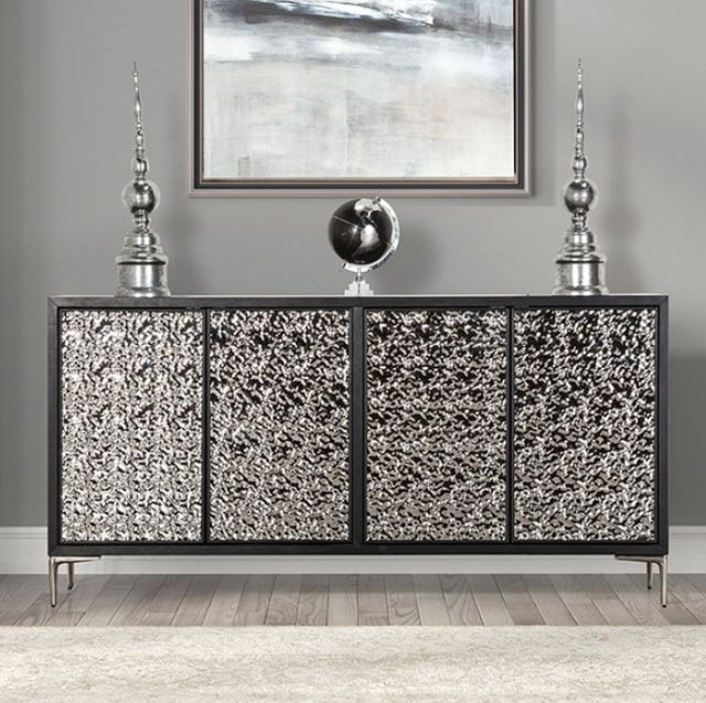 Furniture of America® Beckham Silver/Weathered Black 4-Door Cabinet-0