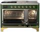 Ilve® Majestic III 48" Emerald Green Pro Style Dual Fuel Natural Gas Range with French Top and Brass Trim-1
