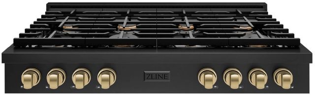 ZLINE Paramount Autograph Edition 48" Black Stainless Steel Gas Cooktop with Champagne Bronze Accents-0