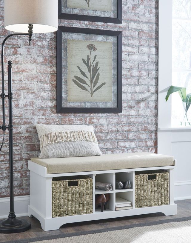 Signature Design by Ashley® Dowdy Beige/White Storage Bench-2