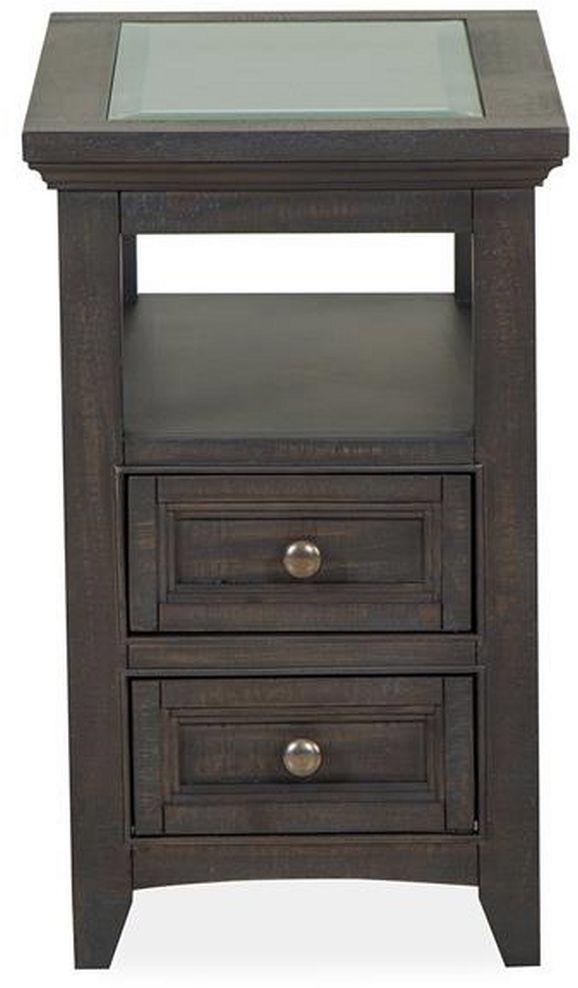 Magnussen Home® Westley Glass Insert Top Falls Graphite Chairside End Table-1