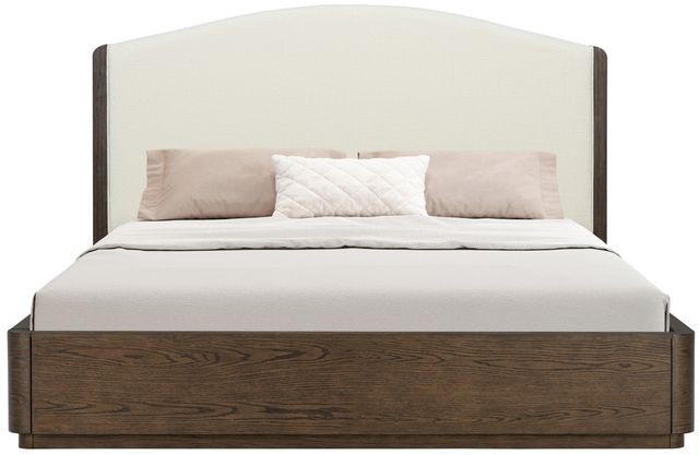 Flexsteel® Athens Chocolate Brown/Ivory King Upholstered Panel Bed-3