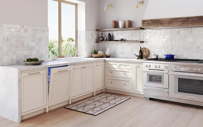 Luxury Kitchen with Hidden Dishwasher Open concept kitchen with integrated appliances