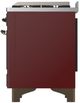 Ilve® Majestic III 36" Burgundy Pro Style Dual Fuel Liquid Propane Range with Solid Door and Burnished Trim-4