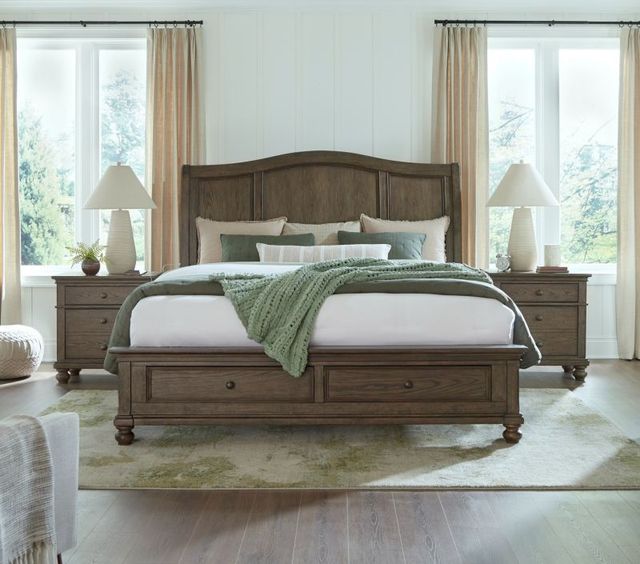aspenhome® Oxford Cocoa Queen Sleigh Storage Bed-1