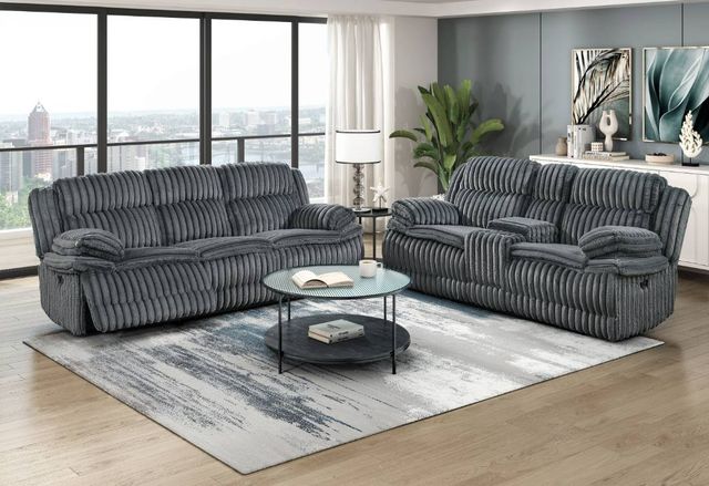 Homelegance® Goodland Dark Gray Double Manual Reclining Sofa-1