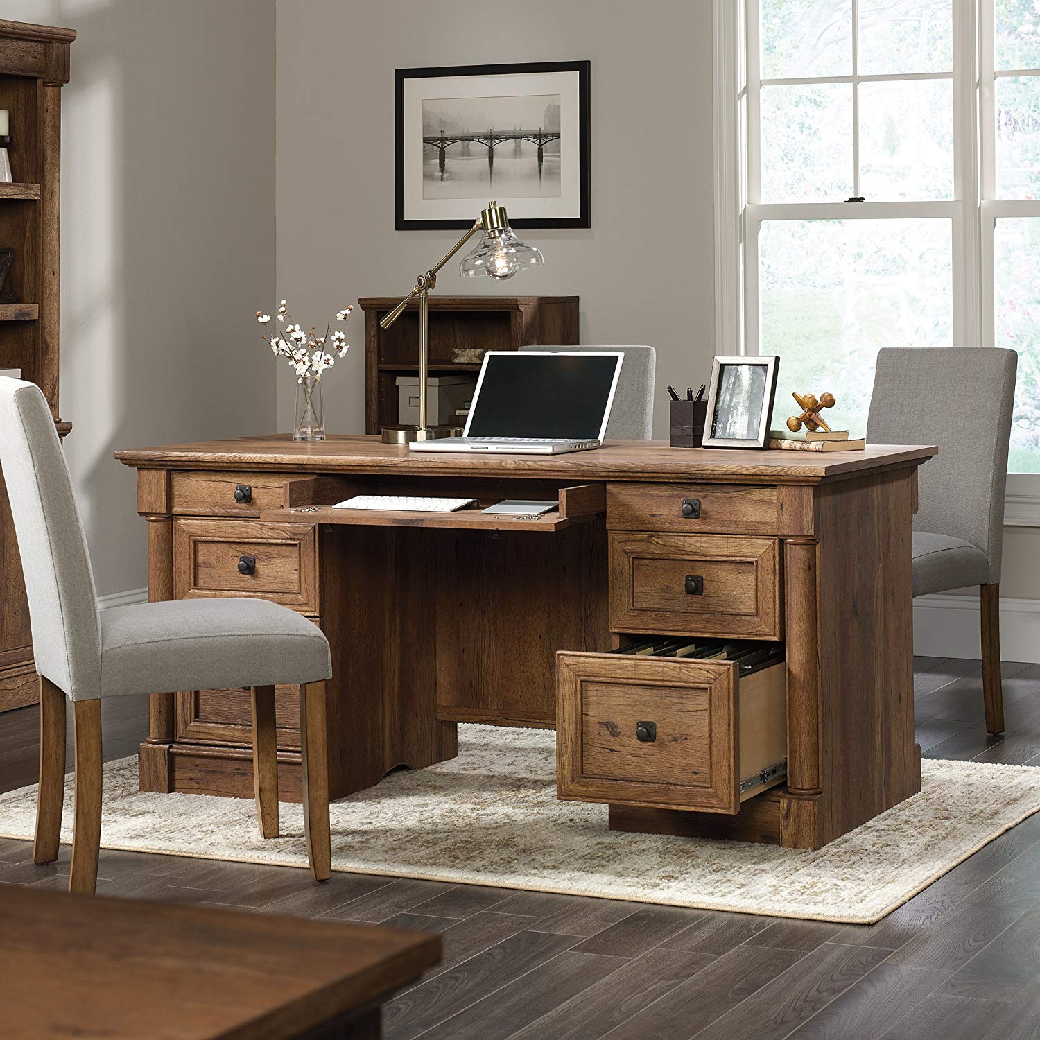 Sauder® Palladia® Vintage Oak® Executive Desk | Big Sandy