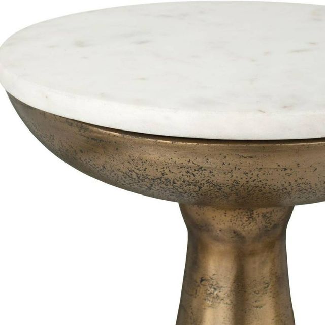 Uttermost® Torin White Indoor-Outdoor Drink Table with Antique Brass Base-4