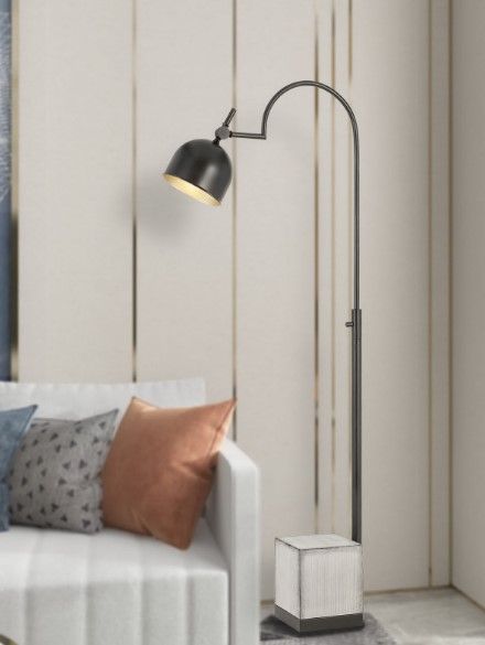 Cal® Lighting & Accessories Beaumont Black/White Metal Floor Lamp With Cement Base-1