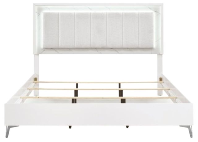 Homelegance® Ripple High Gloss White California King Panel Bed-3