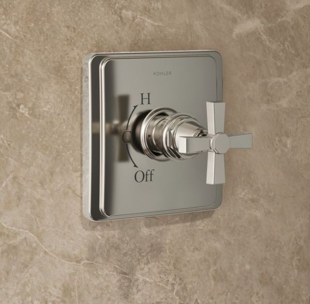 KOHLER® Pinstripe® Pure Rite-Temp® Vibrant Polished Nickel 2.5 GPM Shower Trim Kit with Cross Handle-3