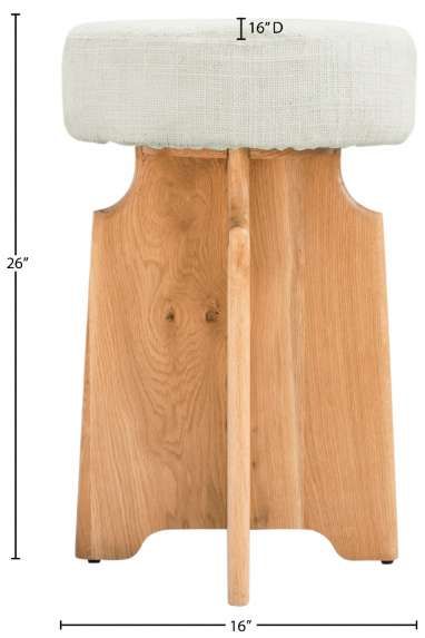 Meridian Furniture Jasper Cream/Natural Oak Boucle Counter Stool-2