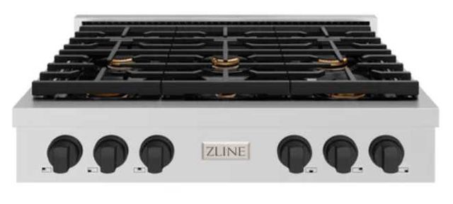 ZLINE Paramount Autograph Edition 36" Stainless Steel Gas Cooktop with Matte Black Accents-0