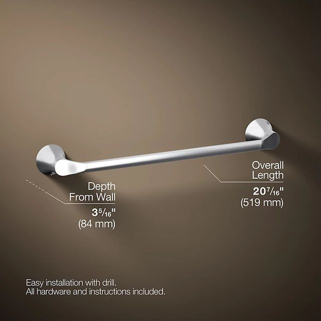 KOHLER® Simplice® Polished Chrome 18" Towel Bar-2