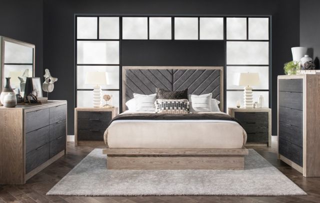Legacy Classic Halifax Flax/Java Queen Upholstered Panel Bed-1