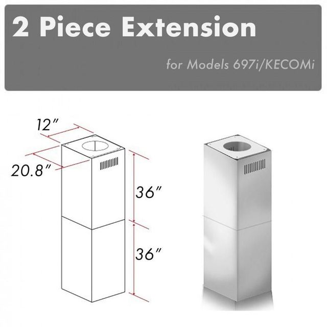 ZLINE 36" Stainless Steel Chimney Extension-3