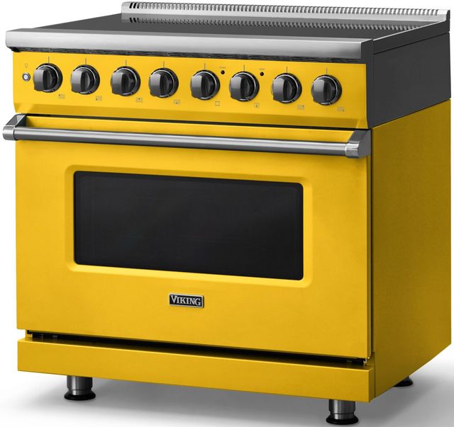 Viking® 5 Series 36" Daffodil Pro Style Induction Range with Polished Chrome Trim-2