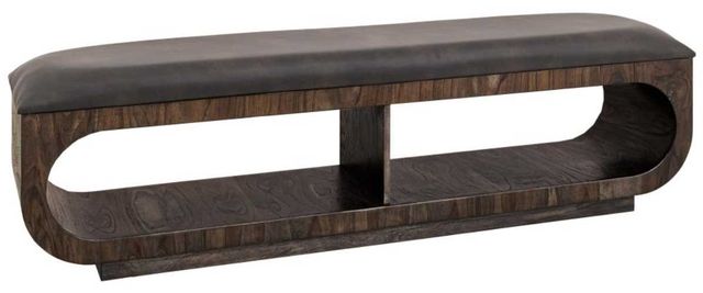 International Furniture Direct Balam Gray/Stained Dark Upholstered Bench-0