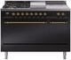 Ilve® Nostalgie II Series 48" Glossy Black Pro Style Dual Fuel Range-0