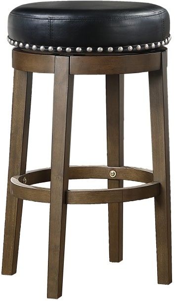 Mazin Furniture Westby Black Round Swivel Pub Height Stool-0