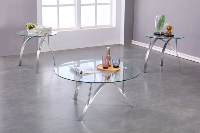 Brassex Inc. 3-Piece Silver Round Coffee Table Set-1
