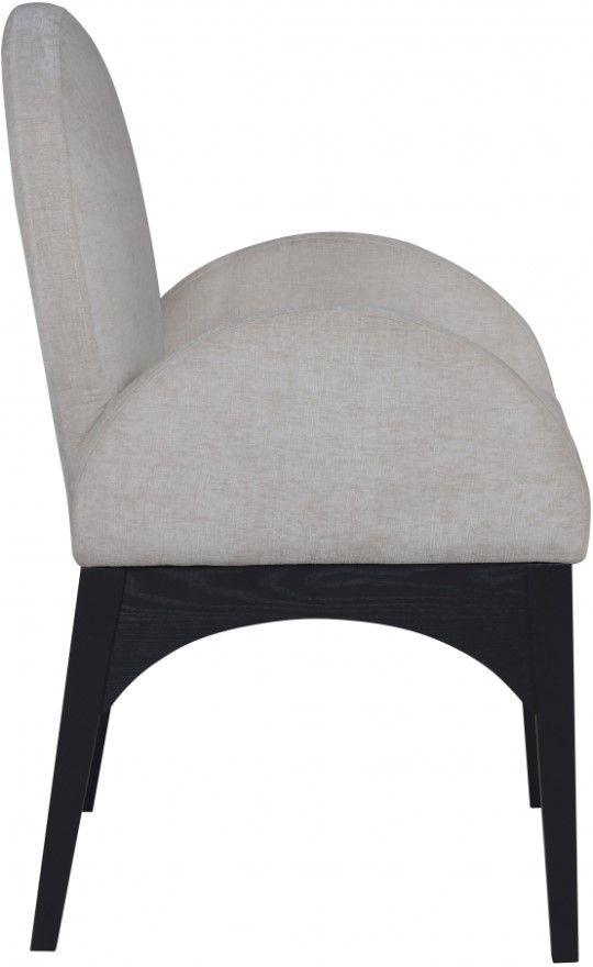 Meridian Furniture Waldorf Gray/Black Chenille Upholstered Dining Arm Chair-2