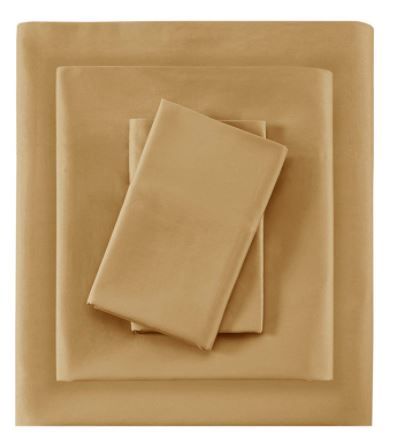 Olliix by Madison Park 600 Thread Count Gold Queen 100% Pima Cotton Sheet Set-0