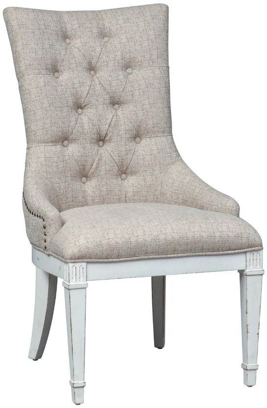 Liberty Furniture Abbey Park Antique White/Weathered Brown Hostess Dining Chair-0