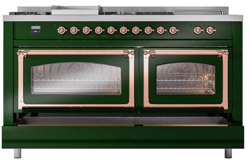 Ilve® Nostalgie II Noblesse 60'' Emerald Green Pro Style Dual Fuel
