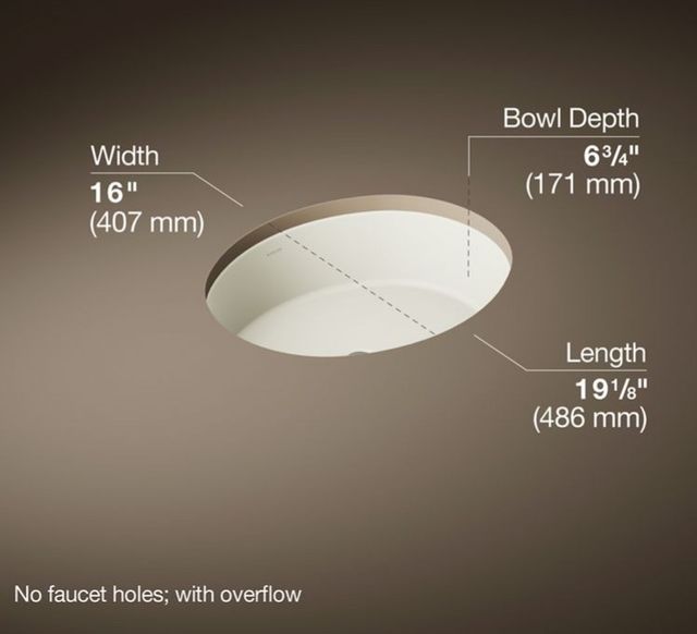 Kohler Verticyl® Biscuit 19.25" Oval Undermount Bathroom Sink-3