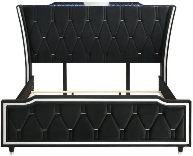 Coaster® Lorient Black California King Upholstered Panel Bed with LED-3