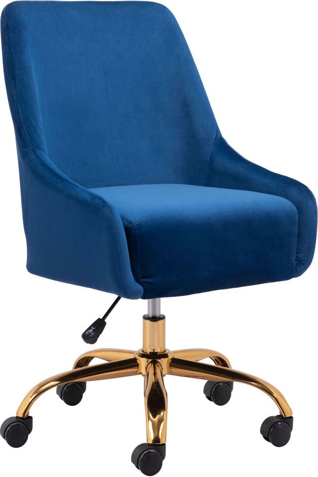 Zuo® Modern Madelaine Navy Blue/Gold Office Chair-0