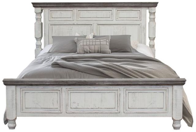 International Furniture Direct Stone White Queen Panel Bed-3