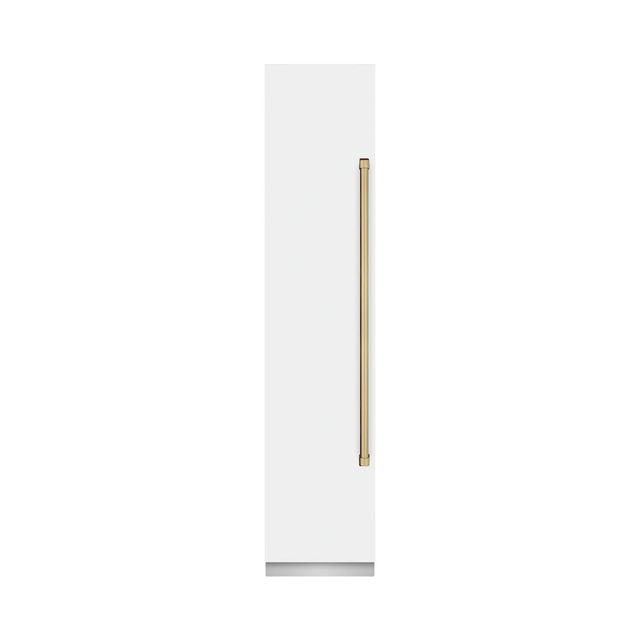 ZLINE Autograph Edition 18 in. 8.6 Cu. Ft. Left Hinge Column Freezer in White Matte with Graphite Gray Interior and Champagne Bronze Accents-0