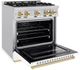 ZLINE Classic Autograph Edition 30" Satin Stainless Steel Pro Style Gas and with White Matte Door and Polished Gold Accents-3