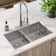 Elkay Crosstown® Polished Satin 33" 3-Hole Equal Double Bowl Dual Mount Sink Kit-2