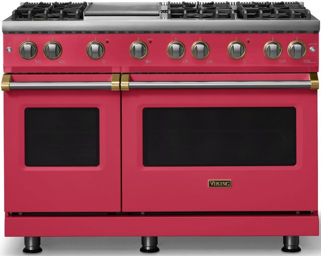 Viking® 5 Series 48" Valentine Pro Style Gas (NG) Range with Brushed Brass Trim-0