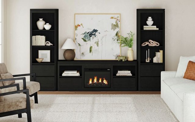 Elements International Rosalie 4-Piece Black Entertainment Unit with 82" TV Console-1
