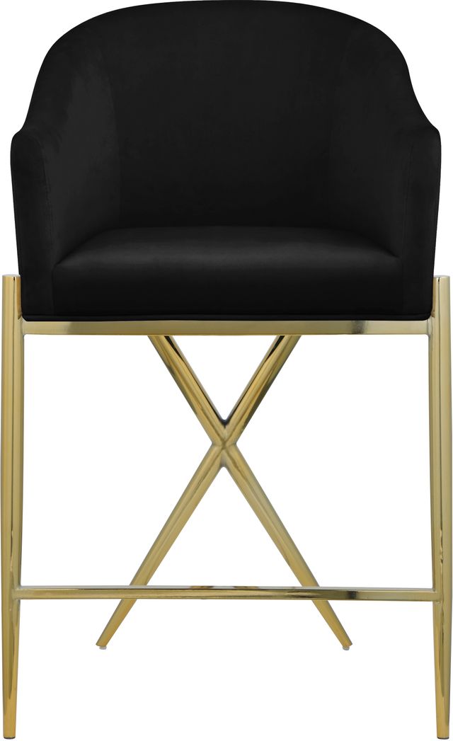 Meridian Furniture Xavier Black/Gold Velvet Counter Stool-2
