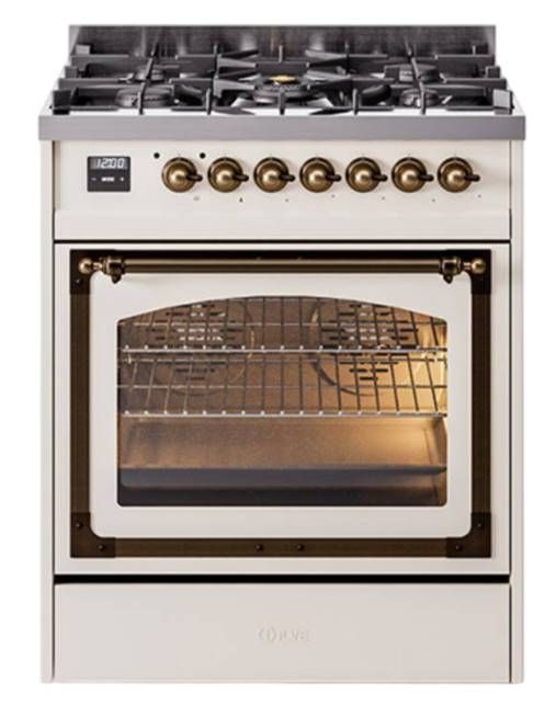 Ilve® Nostalgie II Noblesse 30" Antique White Pro Style Dual Fuel Range-0