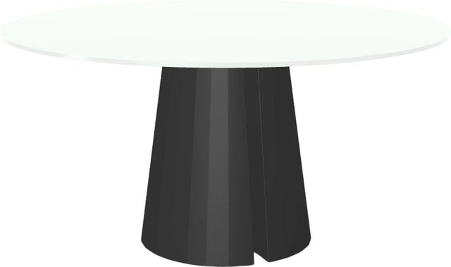 Amisco Customizable Gemma 60" Round Dining Table with 0.5" White Glass Top-0